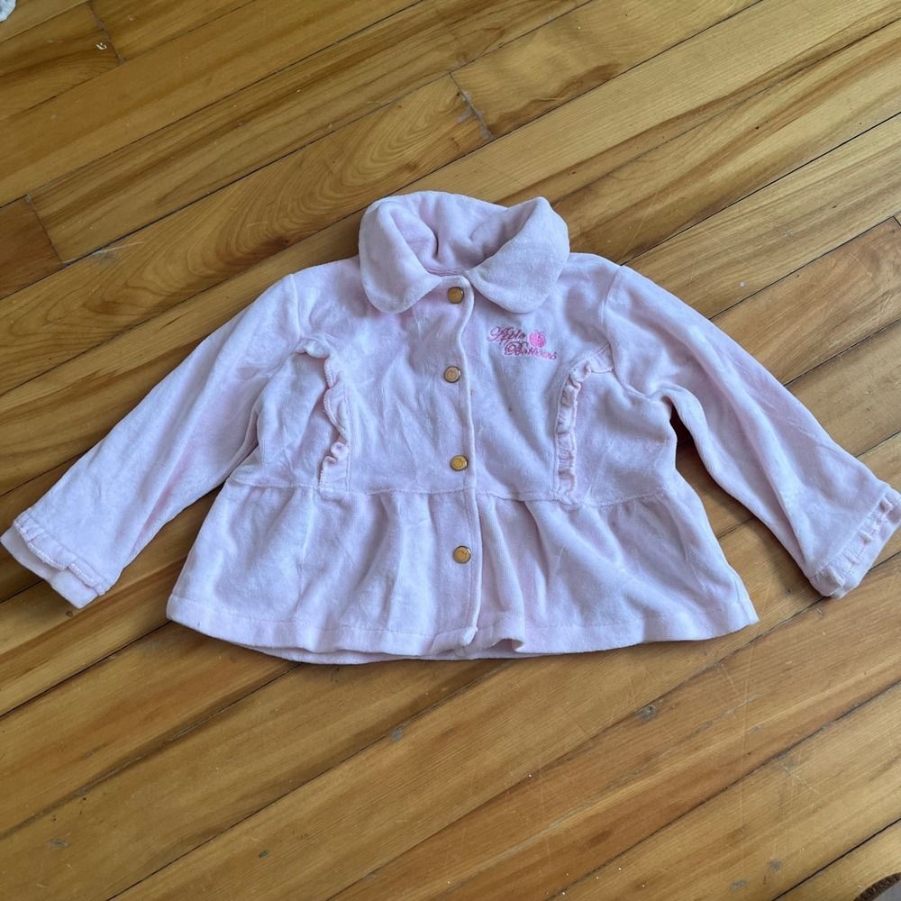 Apple Bottoms Baby Girl Pink Velour Ruffle Jacket Coat 6/9 Months